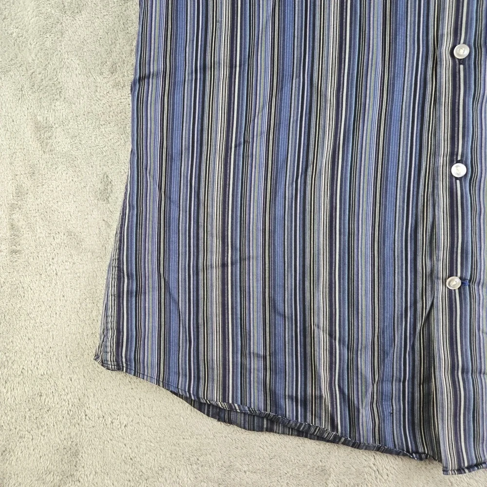 Vintage Banana Republic Shirt Mens Medium 15/15.5 Blue Striped Contrast Cuffs